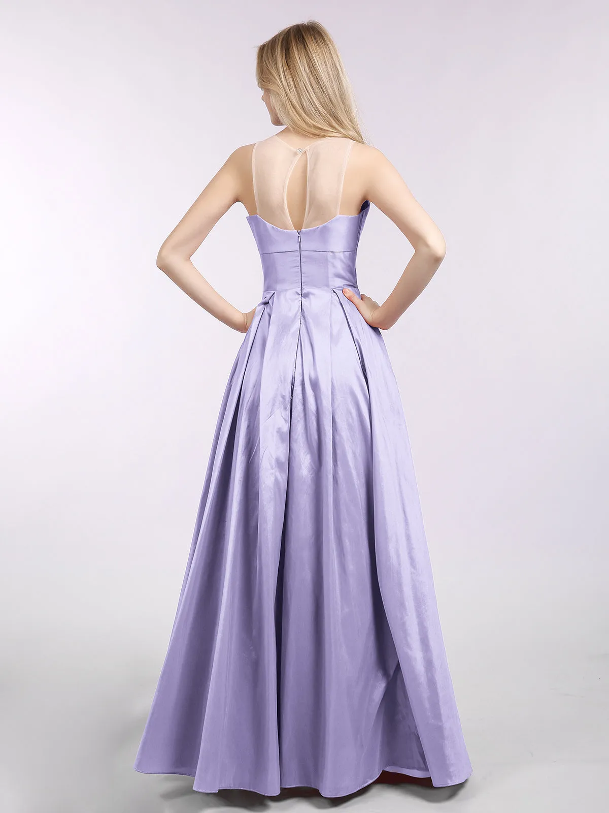 A-ligne Taffeta Robe Longue avec Poches Lilas