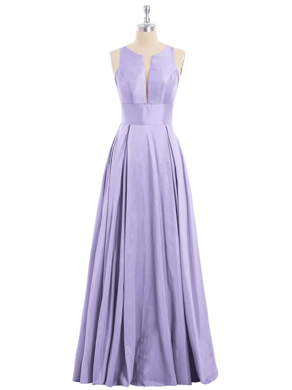 A-ligne Taffeta Robe Longue avec Poches Lilas