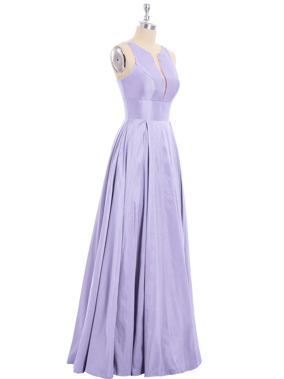 A-ligne Taffeta Robe Longue avec Poches Lilas