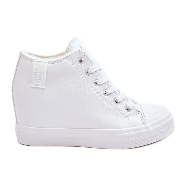 Baskets compensées Big Star en cuir pour femme MM274002 Blanc blanche