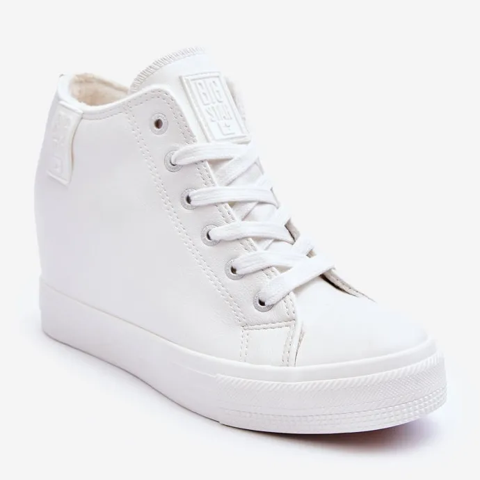 Baskets compensées Big Star en cuir pour femme MM274002 Blanc blanche