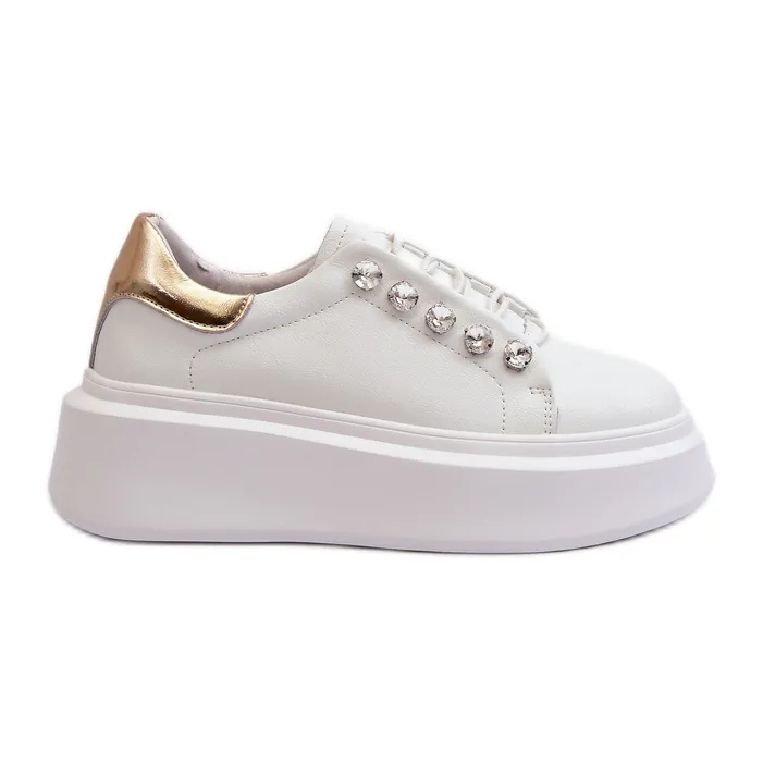 Baskets en Cuir pour Femme sur Plateforme Massive Blanche S.Barski LR628