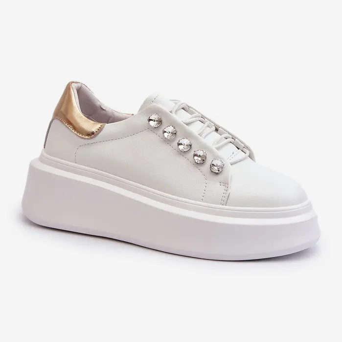 Baskets en Cuir pour Femme sur Plateforme Massive Blanche S.Barski LR628