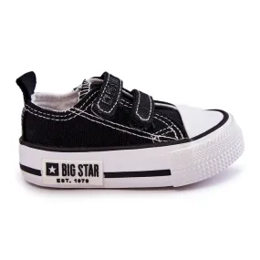 Baskets Enfant Toile Avec Velcro Big Star KK374074 Noir-Blanc le noir