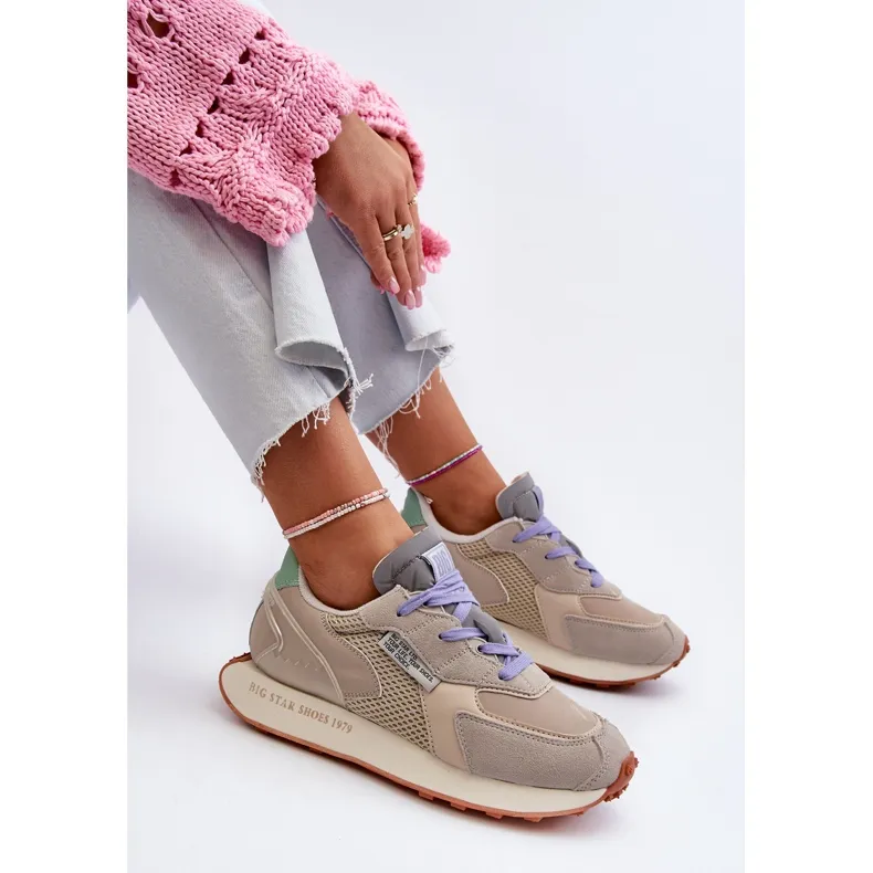 Baskets pour femmes sur le système de mousse à mémoire de forme Big Star Platform NN274681 Beige