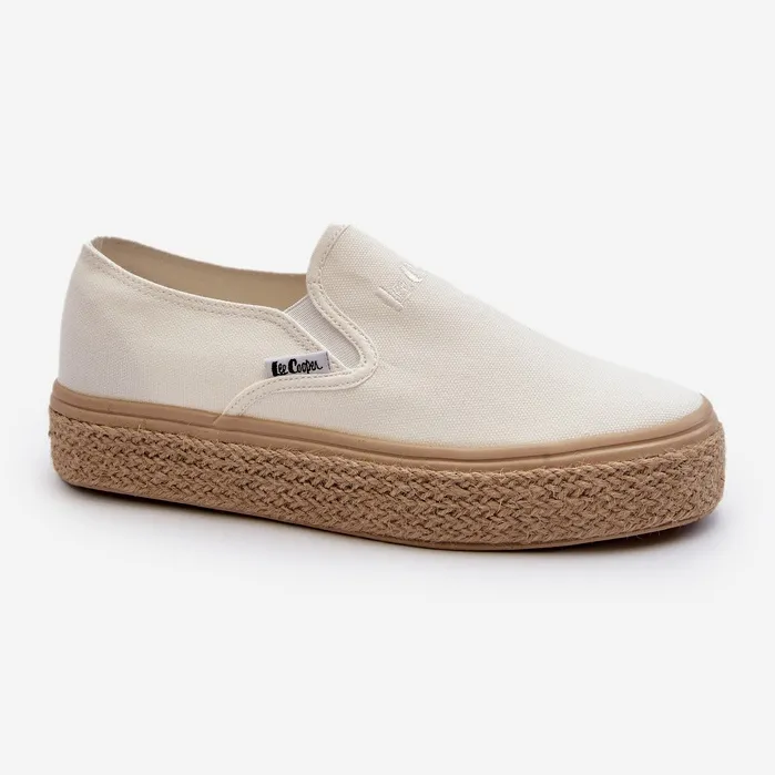 Baskets à enfiler pour femmes avec tresse Lee Cooper LCW-24-44-2430 blanche