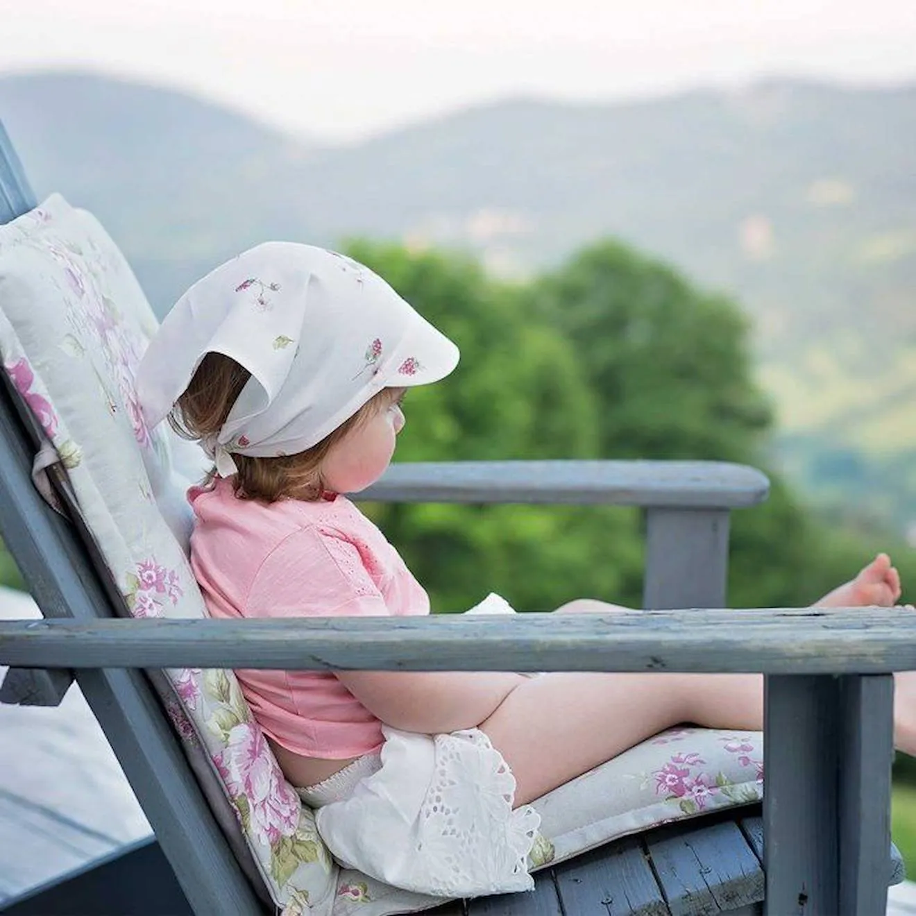 Casquette bandana bébé en bambou, ELODIE bleu - Sevira Kids