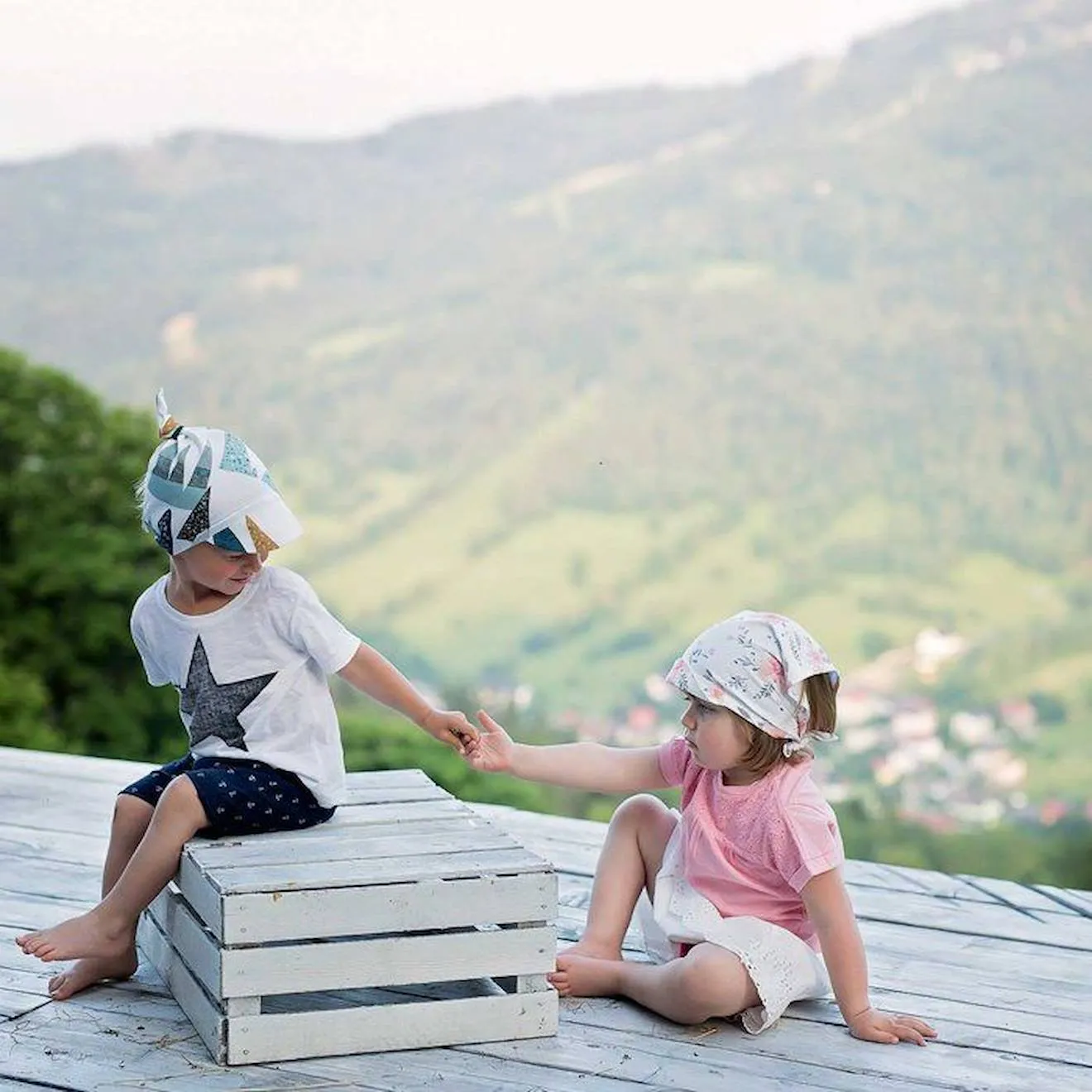 Casquette bandana bébé en bambou, ELODIE bleu - Sevira Kids