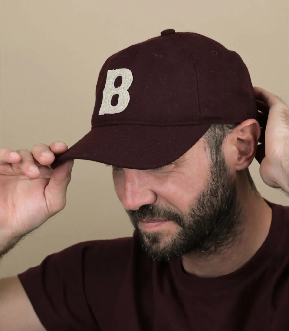 casquette baseball bordeaux - Big B Stretch mahogany Brixton : Headict