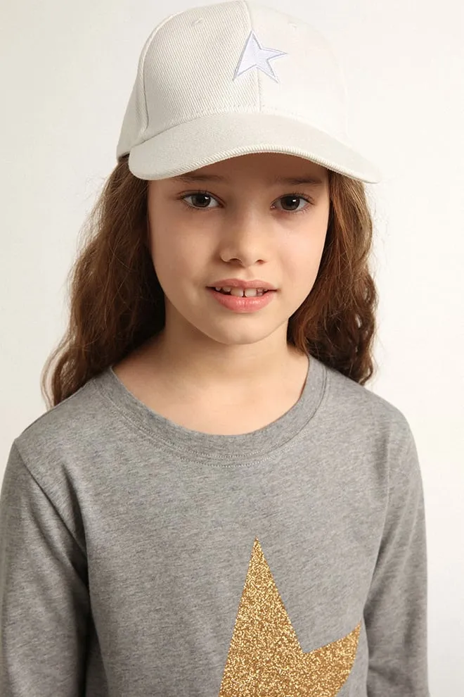 Casquette de baseball blanche pour enfant avec étoile | Golden Goose