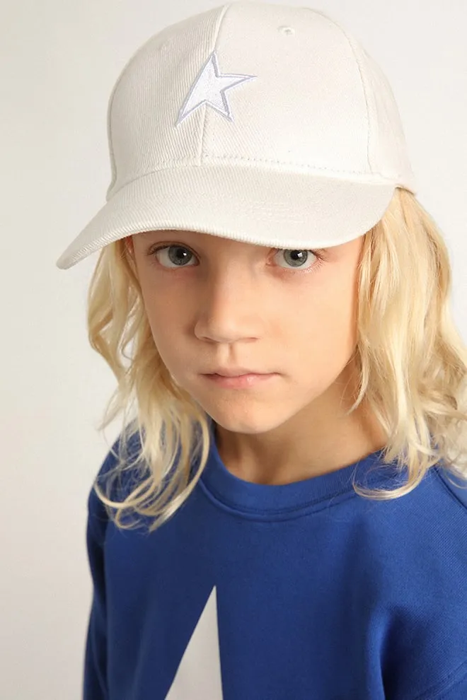 Casquette de baseball blanche pour enfant avec étoile | Golden Goose