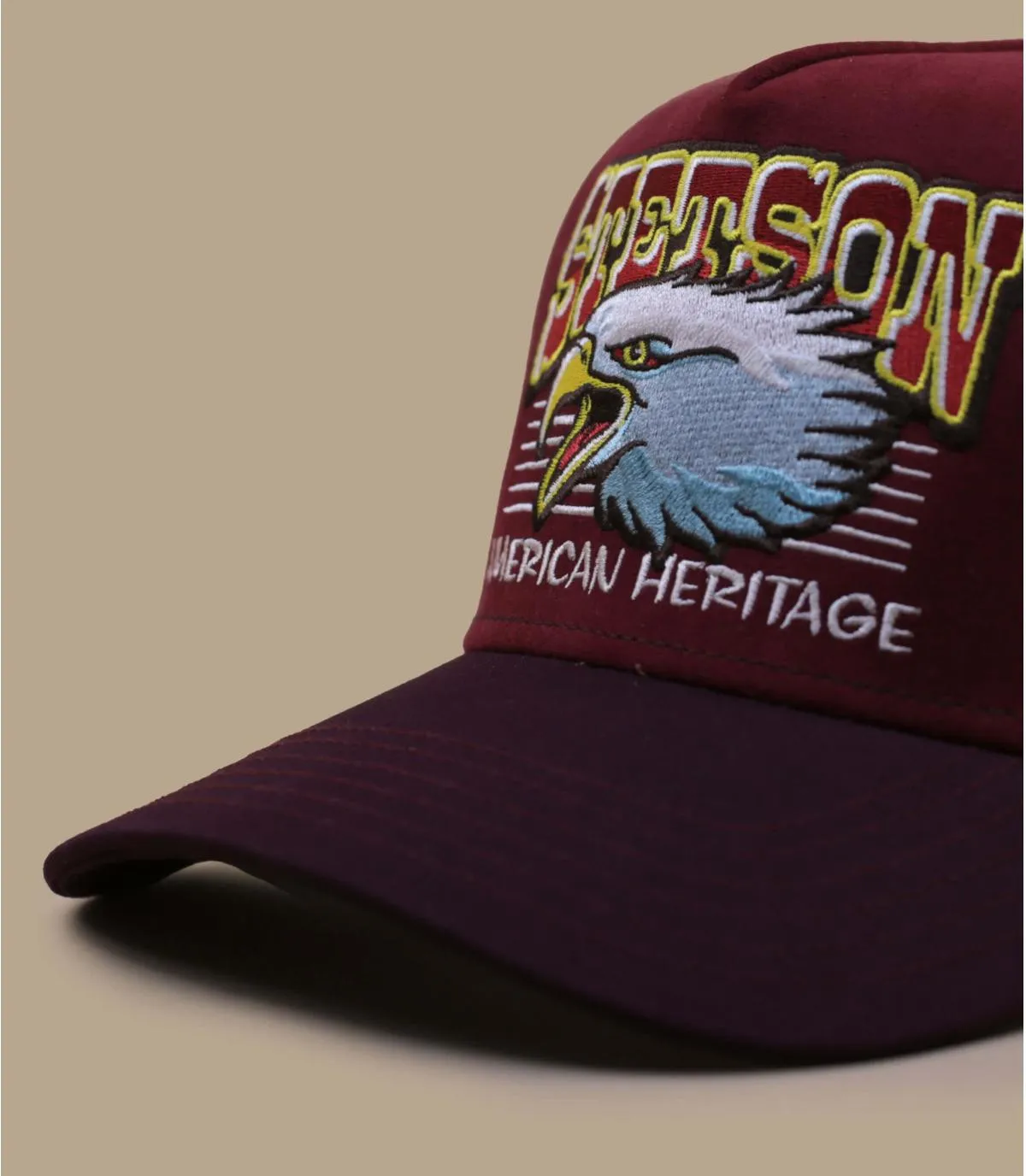 Casquette trucker bordeaux jaune aigle - Trucker Cap Eagle Head Stetson : Headict