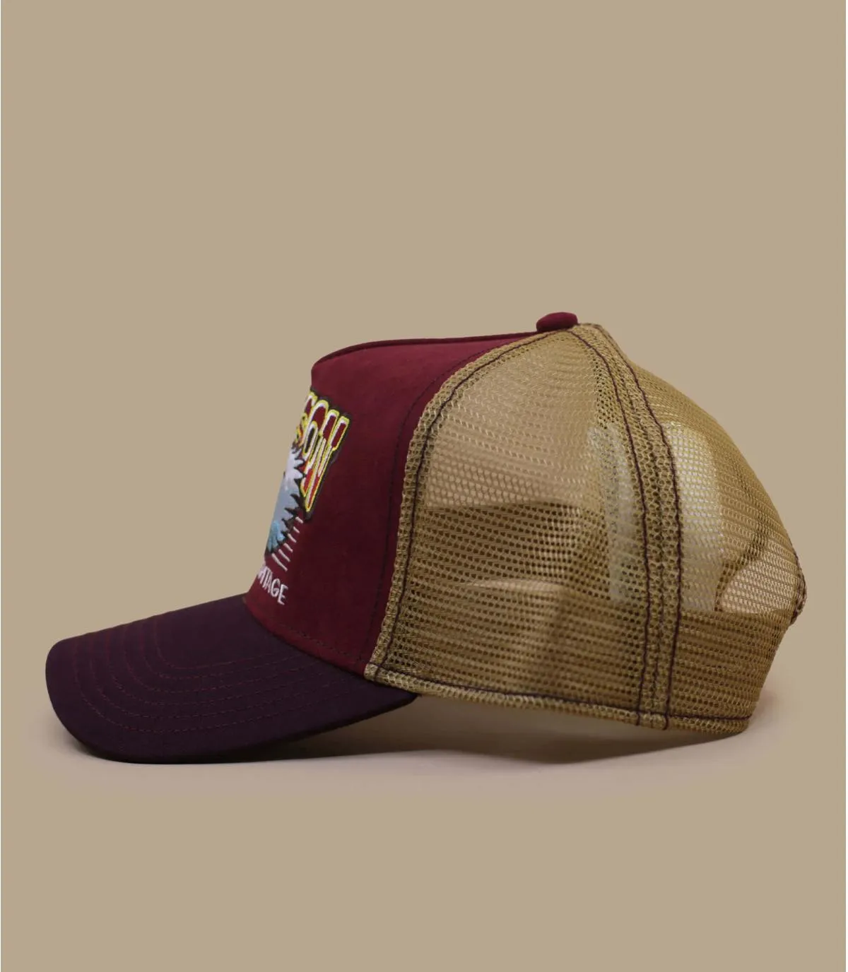 Casquette trucker bordeaux jaune aigle - Trucker Cap Eagle Head Stetson : Headict