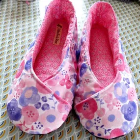 Chaussons kimono femme "aquarelle rose/mauve"