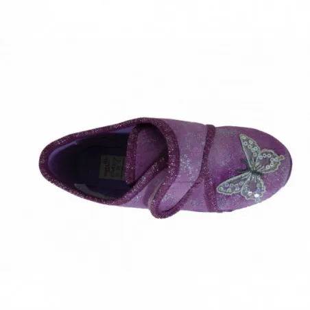 Chaussons Superfit en tissus Fille Gris Smoke Fleur l Igert