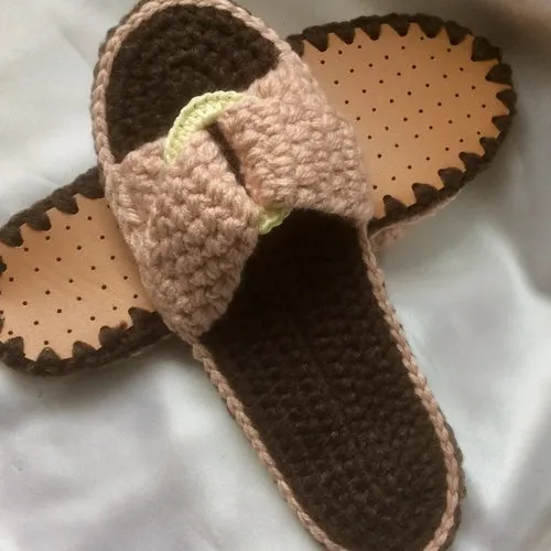 Chic chaussons,tongs à semelles anti dérapant,crochet fait main ,pour femme,fille