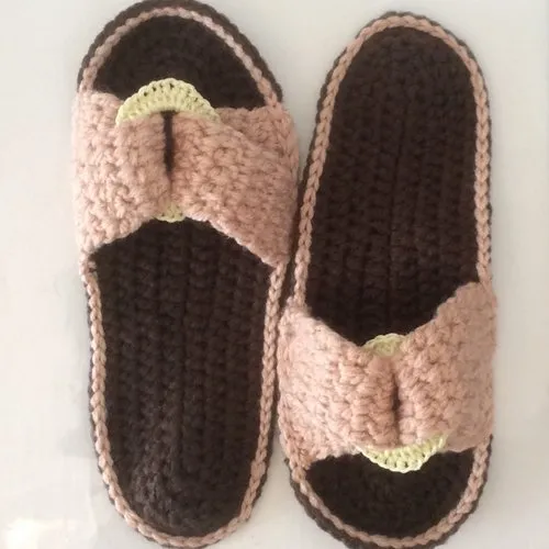 Chic chaussons,tongs à semelles anti dérapant,crochet fait main ,pour femme,fille