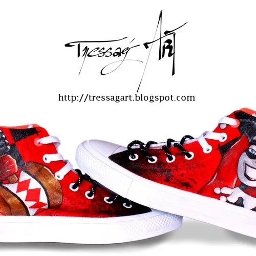 Custom shoes baskets converse harley quinn - converse customisées harley quinn