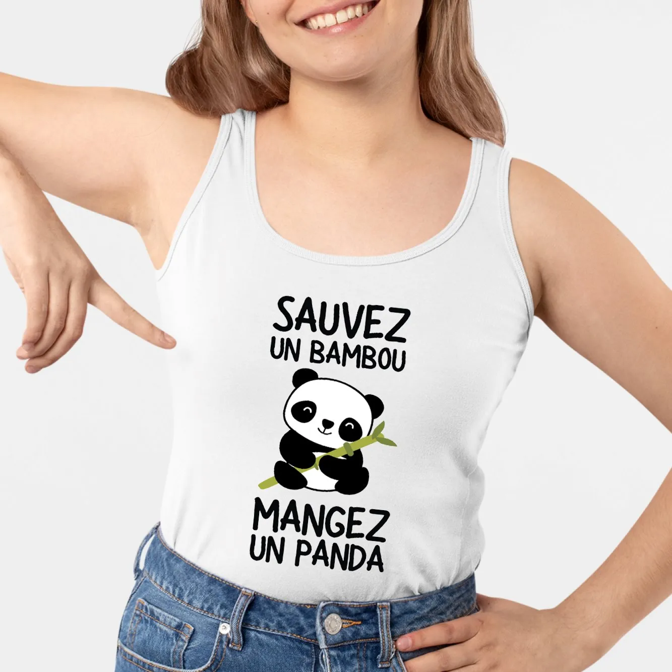 Débardeur Femme Sauvez un bambou, mangez un panda