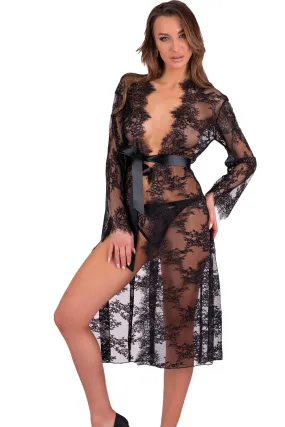 Déshabillé Peignoir Sexy Dentelle Noire - Mostina Livco Corsetti