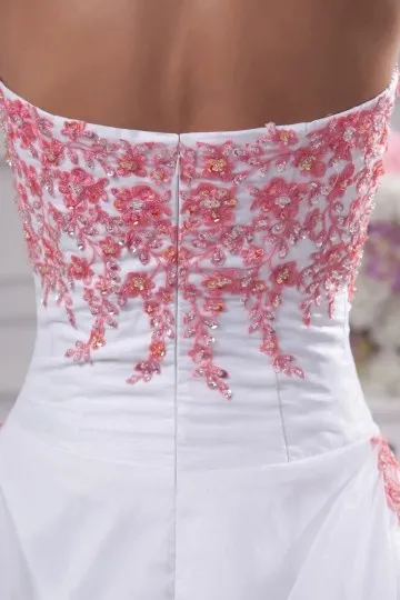 Elégante robe de fiançailles vintage bustier en broderie rose paillettes ligne A