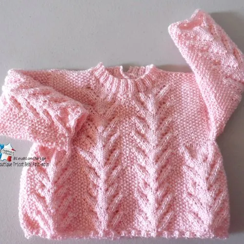 Ensemble 1 mois rose, point riz et ajouré,  brassière, bonnet, chaussons, layette tricot bebe modèle bb sur commande