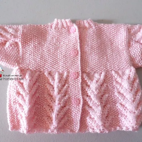 Ensemble 1 mois rose, point riz et ajouré,  brassière, bonnet, chaussons, layette tricot bebe modèle bb sur commande