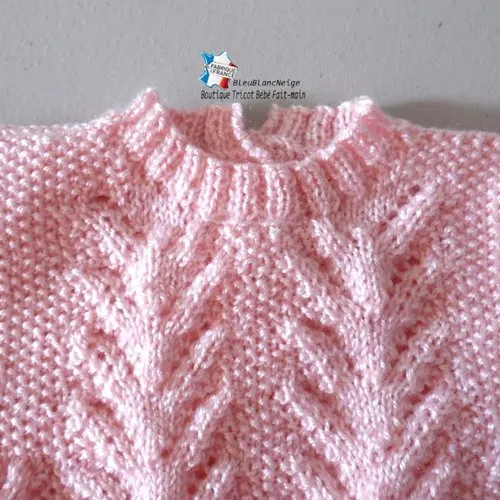 Ensemble 1 mois rose, point riz et ajouré,  brassière, bonnet, chaussons, layette tricot bebe modèle bb sur commande