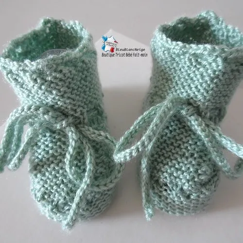 Ensemble brassière bébé 1 mois, bonnet et chaussons, vert limonade mixte tricot bebe layette sur commande