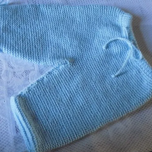 Ensemble layette,brassière,pantalon et chaussons,coloris bleu,t:0/3 mois.