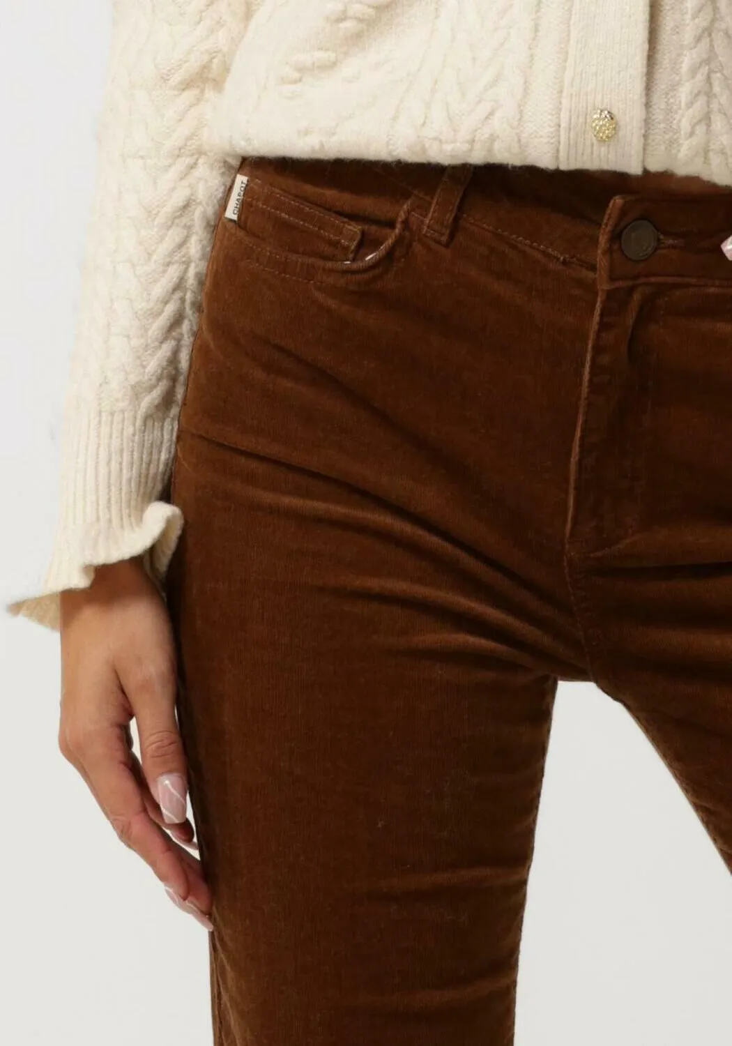 fabienne chapot pantalon évasé eva corduroy flare trousers en marron