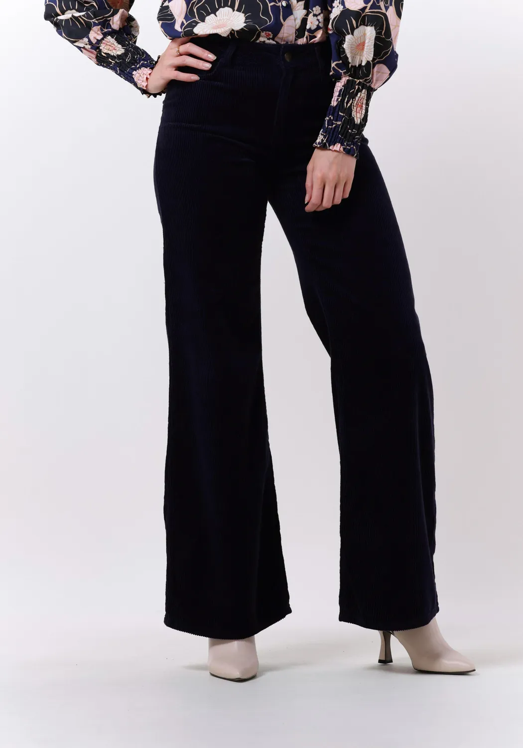 fabienne chapot pantalon large eva cord wide leg trousers bleu foncé