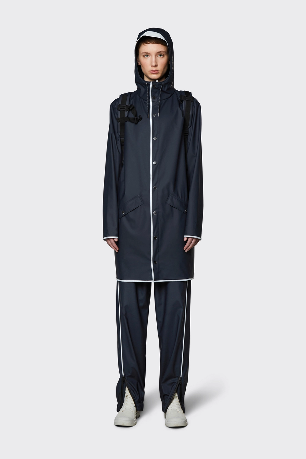 Imperméable RAINS Unisex Long Jacket Reflective Bleu Navy Reflective