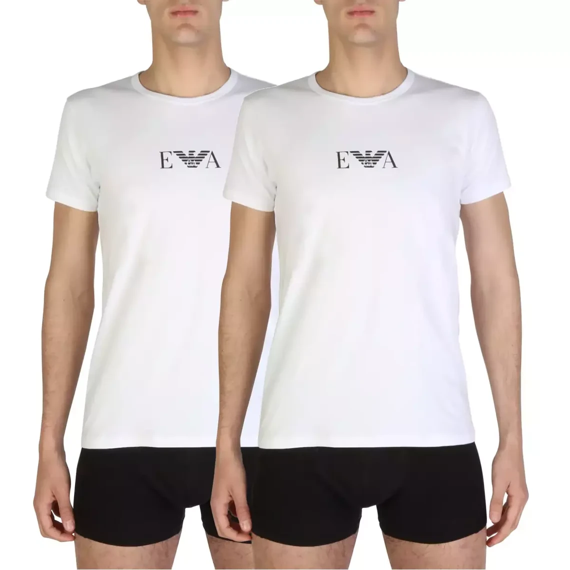 PACK 2 TEE SHIRTS COL ROND - Manches Courtes Moulant noir en coton blanc Emporio Armani Underwear - T-shirt / Polo Homme sur Men