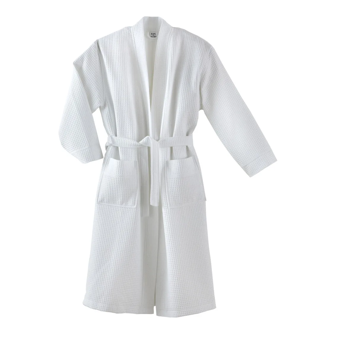 Peignoir bain col kimono coton nid d'abeille 300 grm² femme Ma Blanc des Vosges - Blanc | 3 Suisses