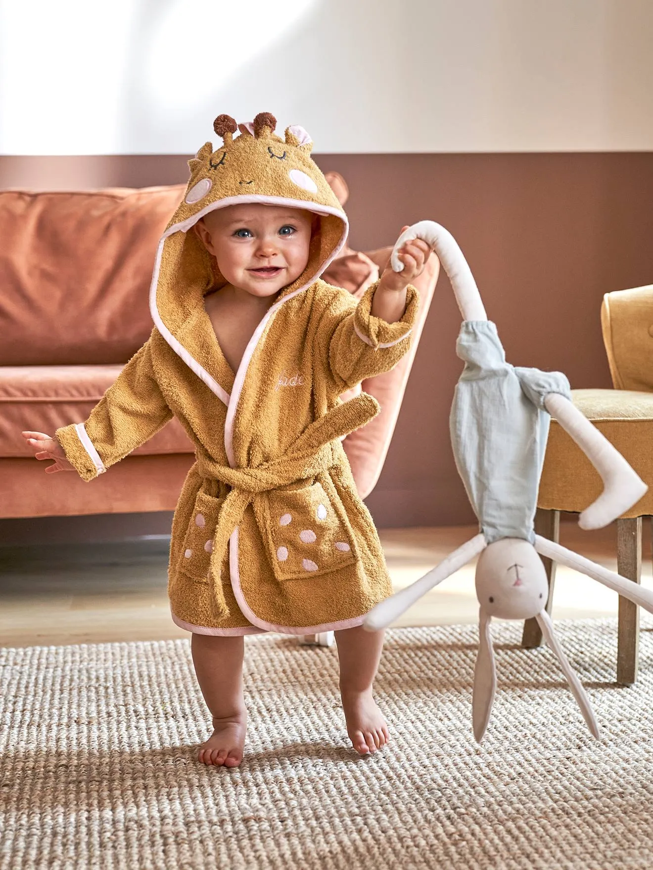 Peignoir de bain bébé Girafe ocre - Vertbaudet