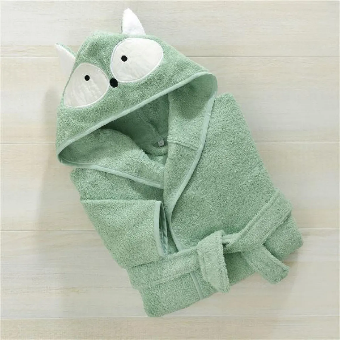 Peignoir de bain enfant BABY  vert amande en coton | 3 Suisses