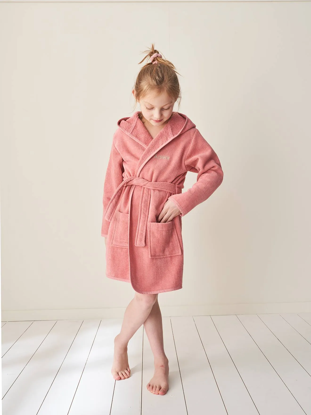 Peignoir de bain enfant personnalisable essentiels, avec coton recyclé bois de rose - Vertbaudet