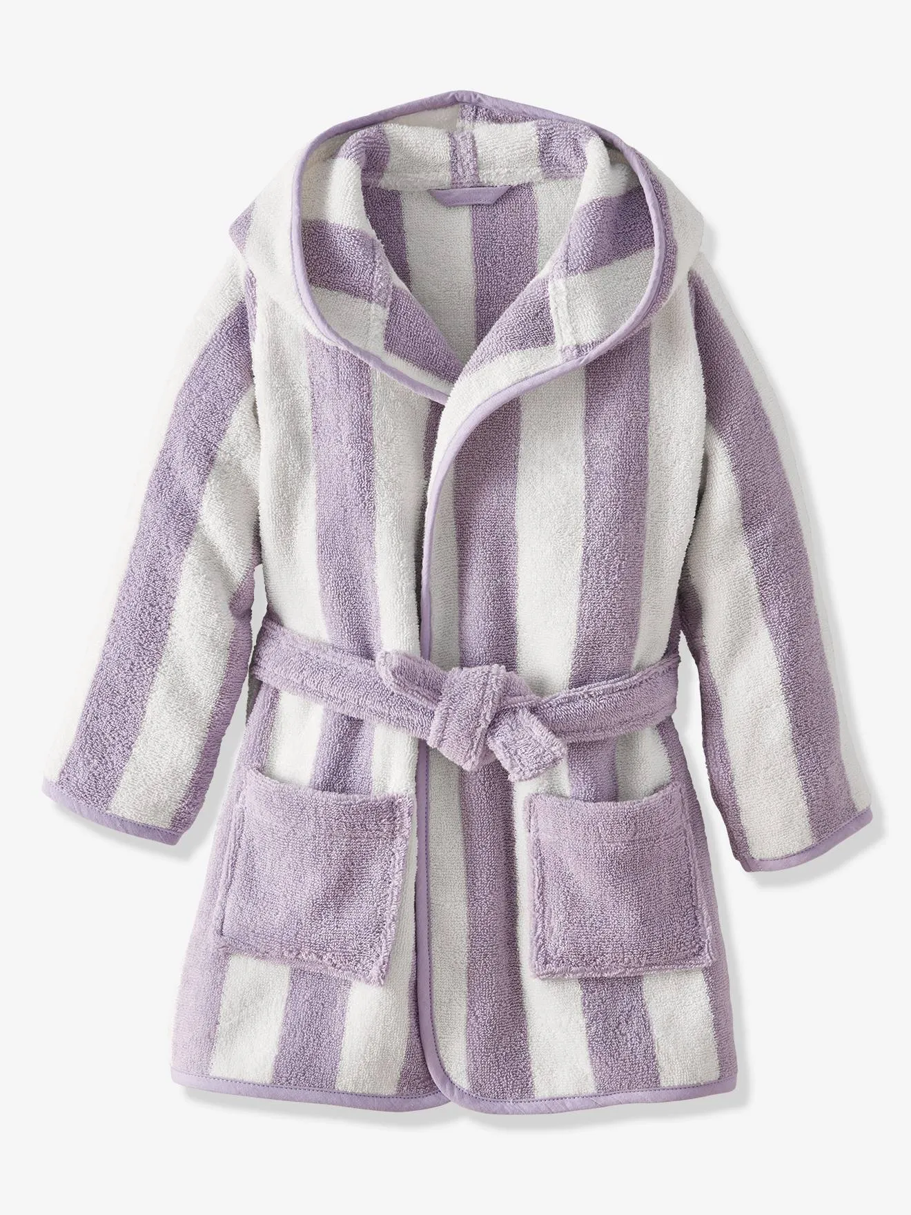 Peignoir de bain enfant rayures TRANSAT rayé violet - Vertbaudet