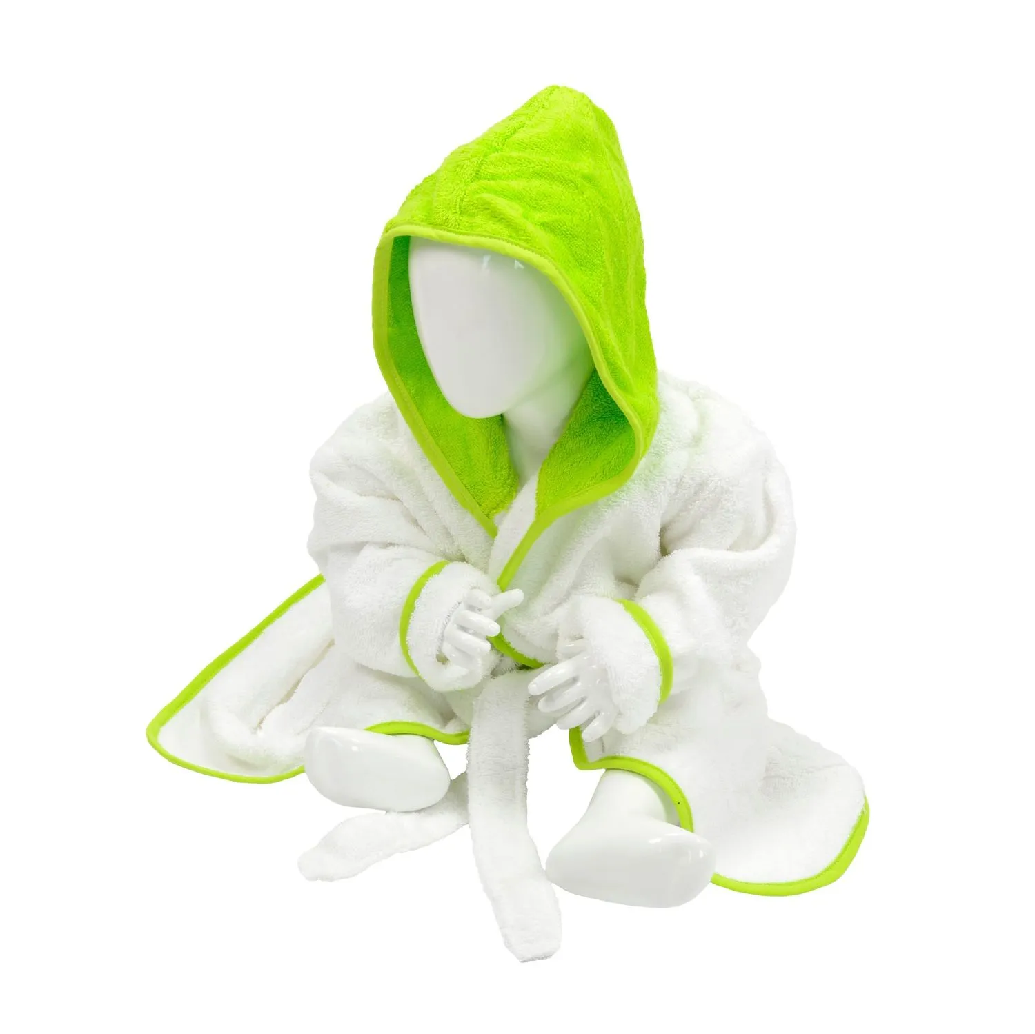 Peignoir en éponge à capuche pour bébé - AR022 - blanc et lime 