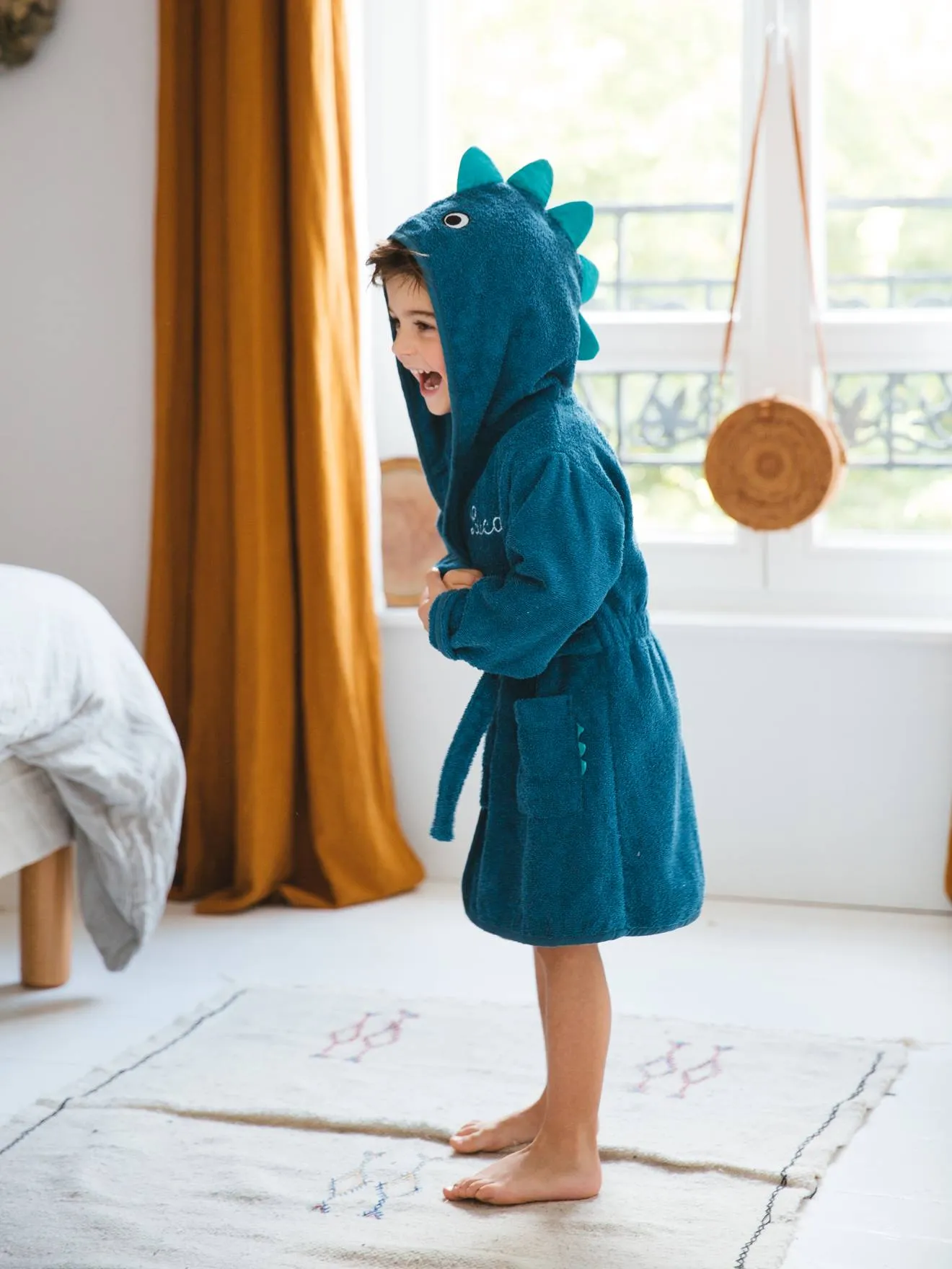 Peignoir enfant Dinosaure personnalisable bleu - Vertbaudet