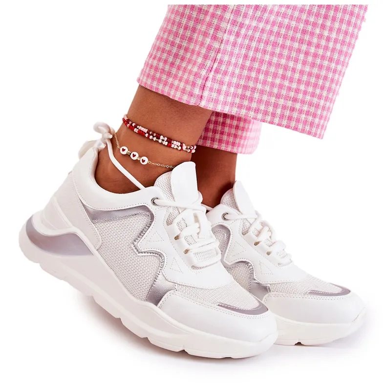 PG1 Baskets à la mode pour femmes White Allie blanche argent