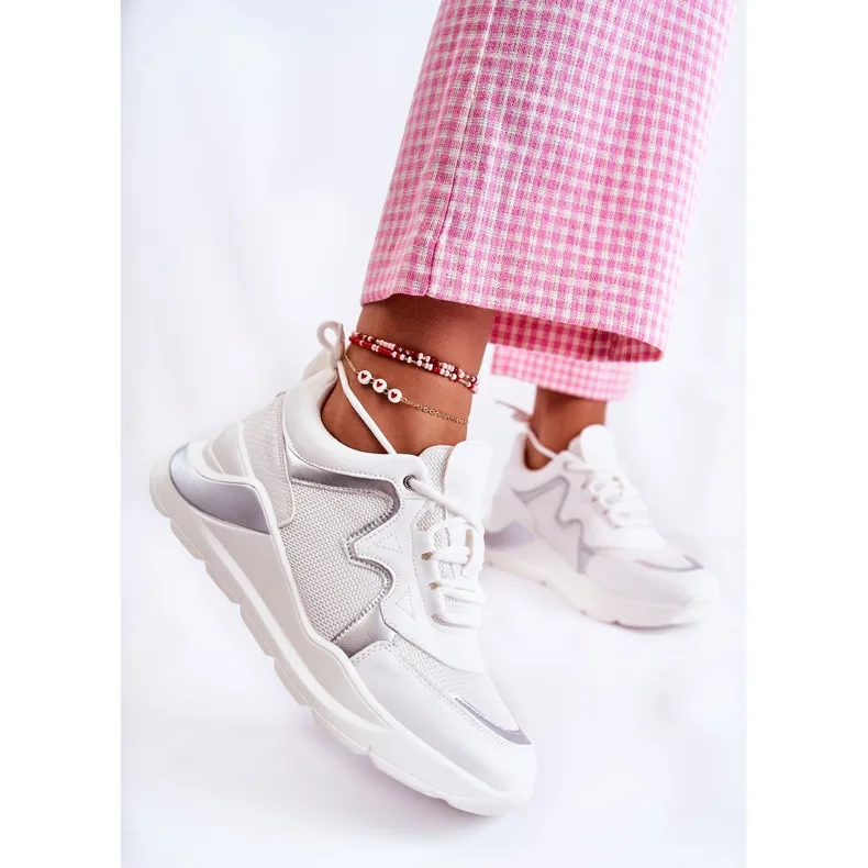 PG1 Baskets à la mode pour femmes White Allie blanche argent