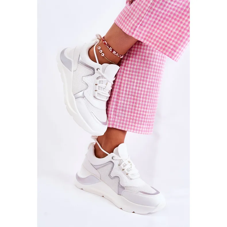 PG1 Baskets à la mode pour femmes White Allie blanche argent