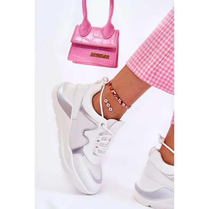 PG1 Baskets à la mode pour femmes White Allie blanche argent