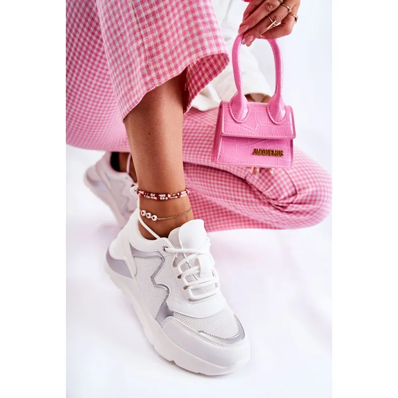 PG1 Baskets à la mode pour femmes White Allie blanche argent