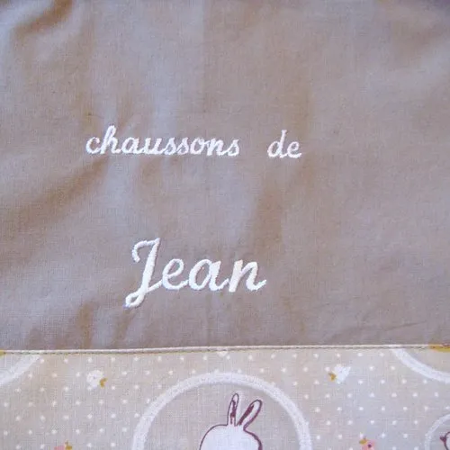 Pochon à chaussons, ecole crèche maternelle sac bébé enfant, taupe, tipis et cactus, sac à doudou, prénom brodé