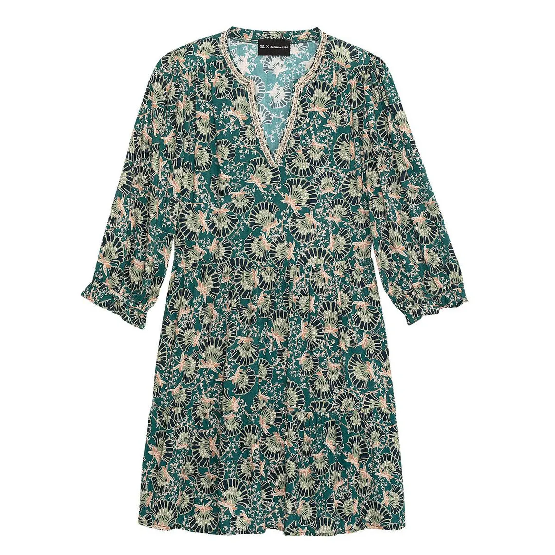 Robe courte Marine vert en viscose | 3 Suisses