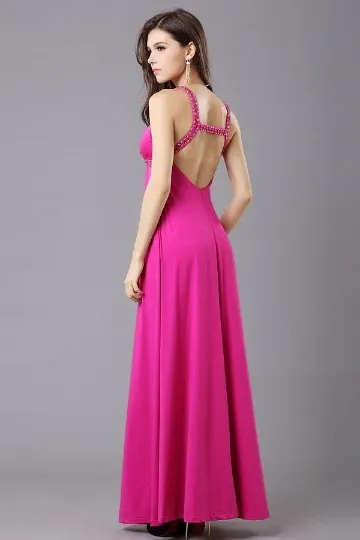 Robe de soirée longue pour mariage empire col en V dos ouvert