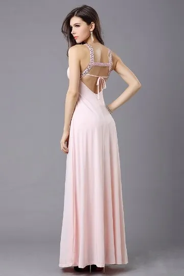 Robe de soirée longue pour mariage empire col en V dos ouvert